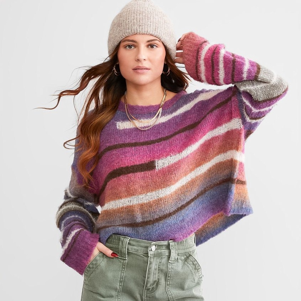 ‼️SOLD‼️ NWT Buckle Gilded Intent Eyelash Cropped Sweater Multicolor Medium